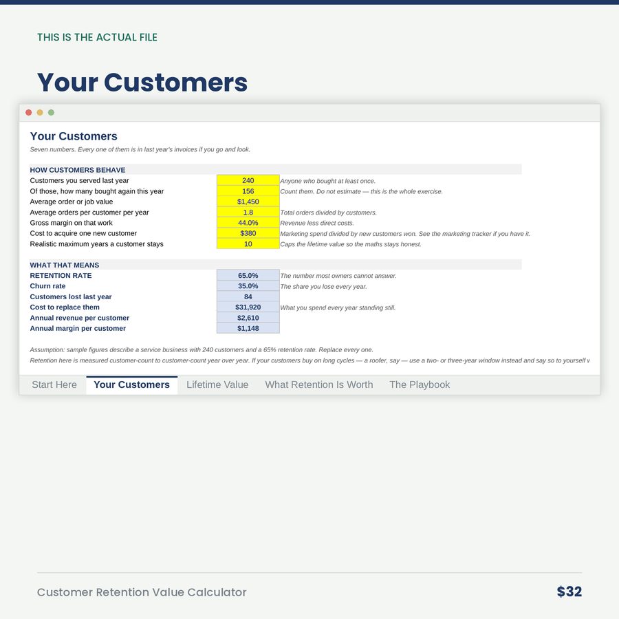 Customer Retention Value Calculator — screen your customers