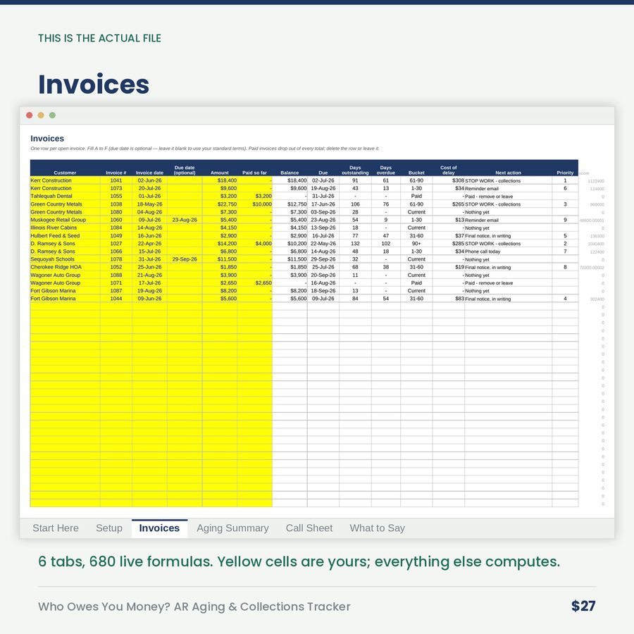 Who Owes You Money? AR Aging & Collections Tracker