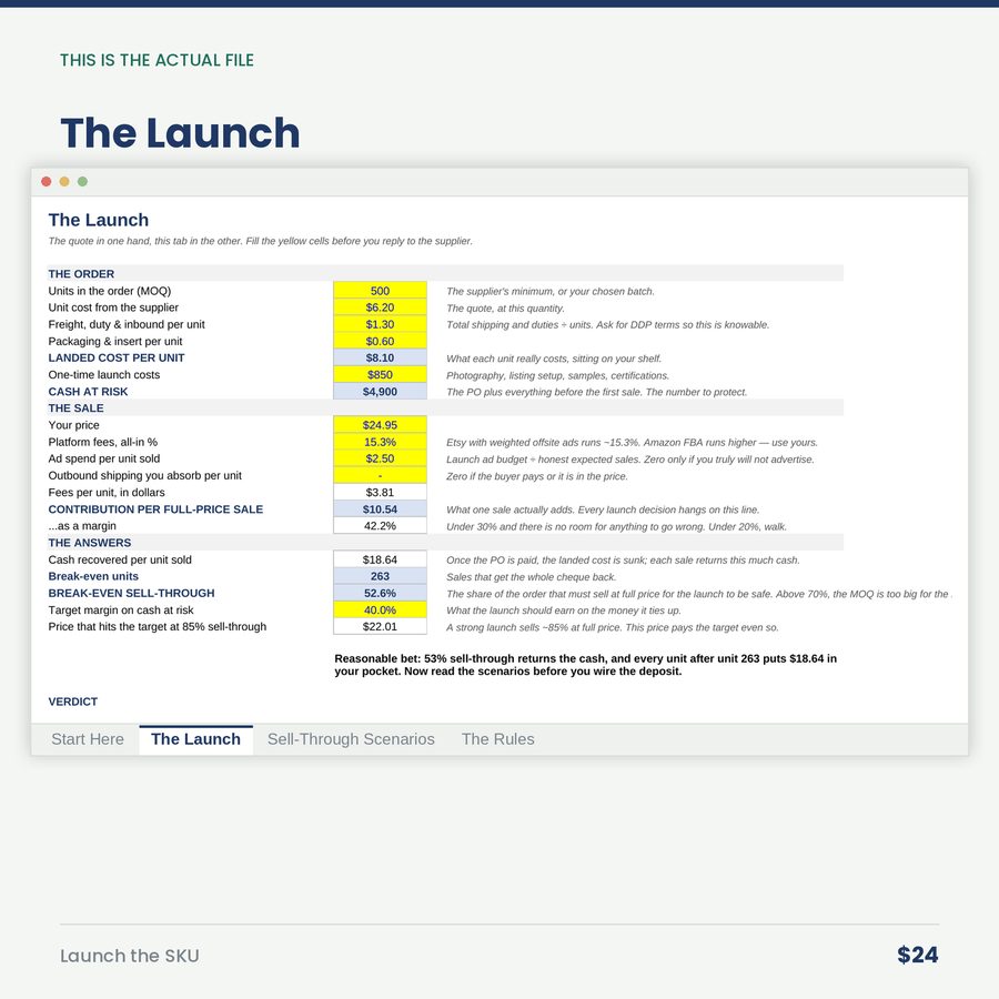 Launch the SKU: Product Launch Break-Even Calculator — screen the launch
