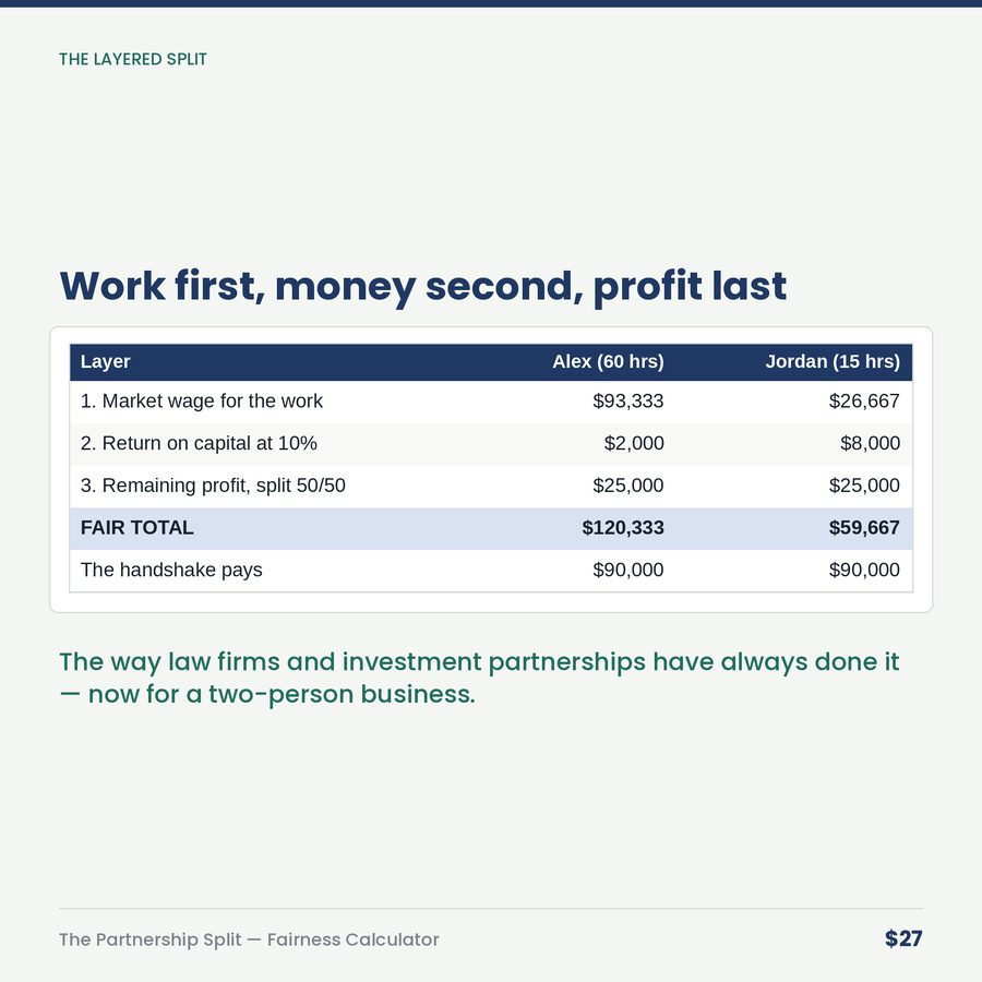 The Partnership Split: Fairness Calculator for Business Partners — table