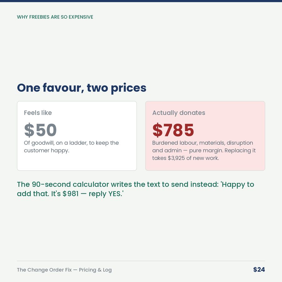 The Change Order Fix: Pricing Calculator & Giveaway Log — compare