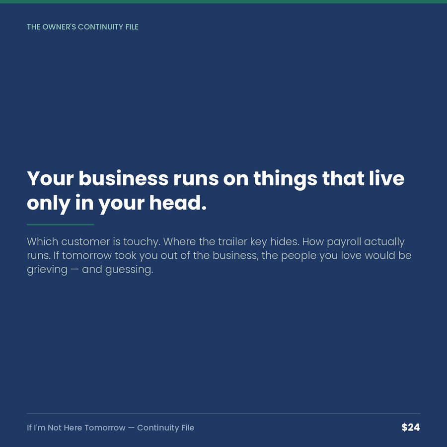 If I'm Not Here Tomorrow: The Owner's Continuity File — quote