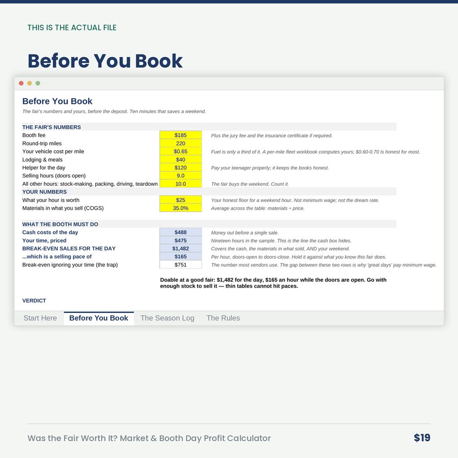 Was the Fair Worth It? Market & Booth Day Profit Calculator — screen before you book