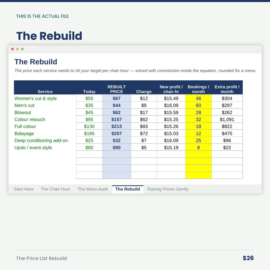 The Price List Rebuild: Service Menu Audit & Repricing — screen the rebuild