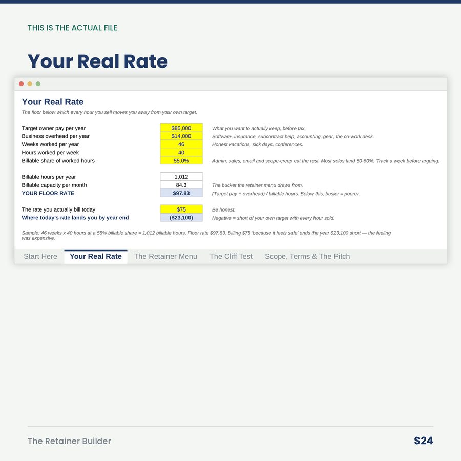 The Retainer Builder: Recurring Revenue for Service Pros — screen your real rate