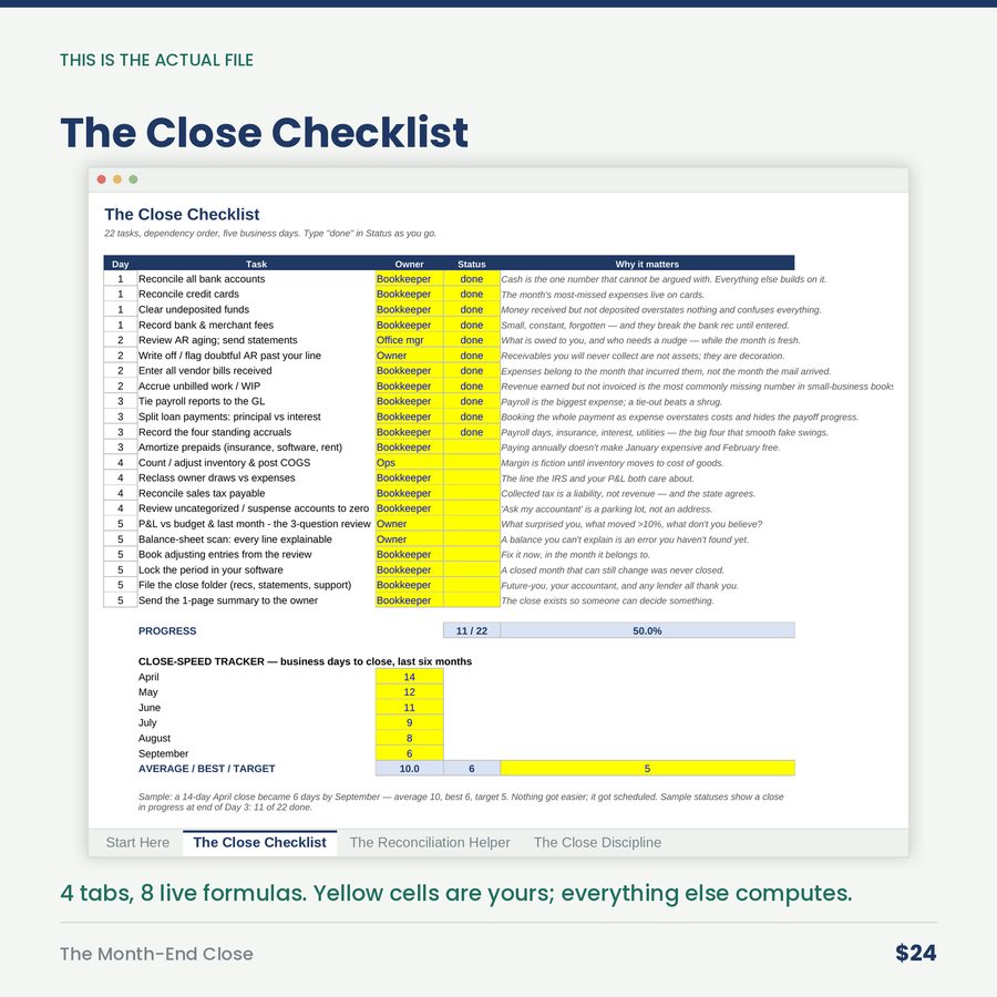 The Month-End Close: Checklist & Reconciliation Tracker