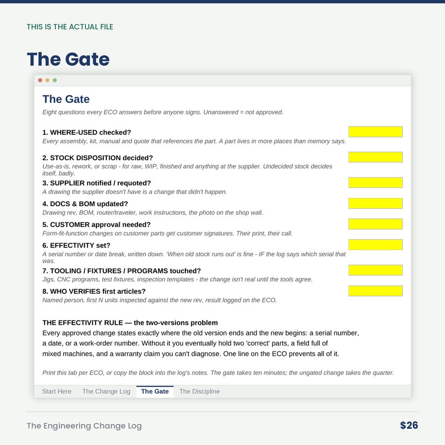 The Engineering Change Log: ECO Control for Small Shops — screen the gate