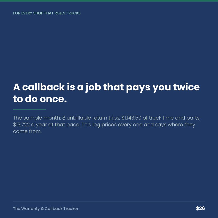 The Warranty & Callback Tracker: What Going Back Really Costs — quote