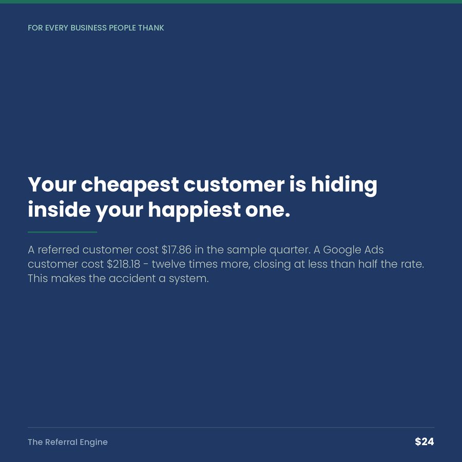 The Referral Engine: Track the Cheapest Customers You Have & Ask On Purpose — quote