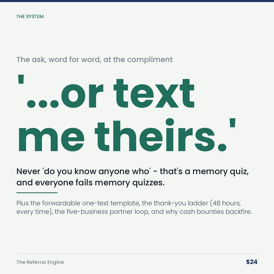 The Referral Engine: Track the Cheapest Customers You Have & Ask On Purpose — stat