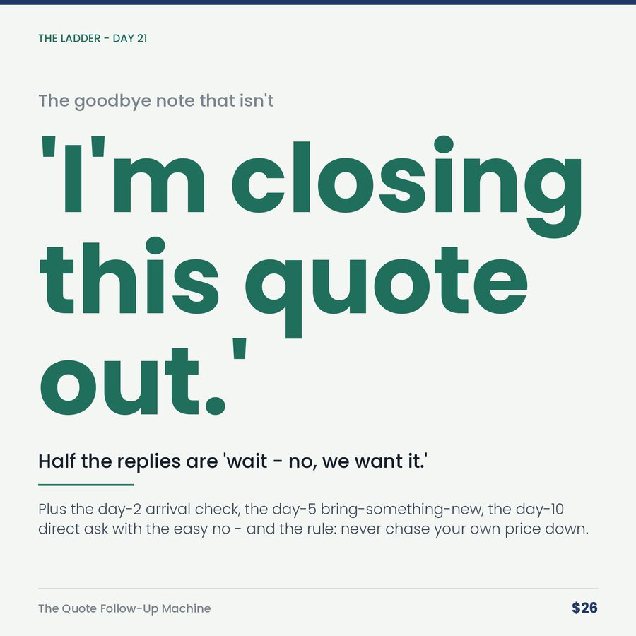 The Quote Follow-Up Machine: The Ladder That Closes What Silence Kills — stat
