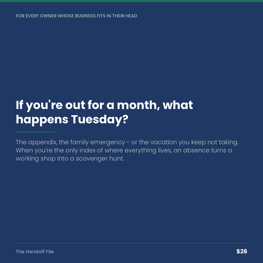 The Handoff File: If You're Out for a Month, What Happens Tuesday? — quote