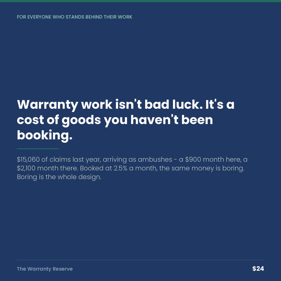 The Warranty Reserve: Warranty Work Is a Cost You Haven't Been Booking — quote