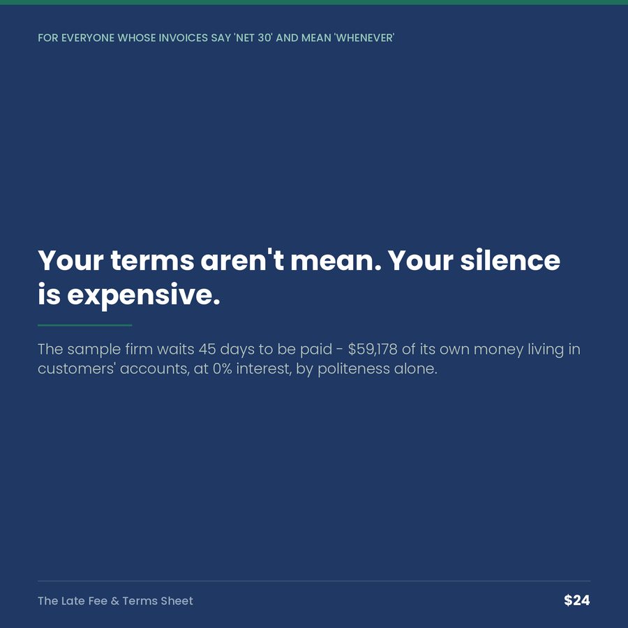 The Late Fee & Terms Sheet: Your Terms Aren't Mean. Your Silence Is Expensive. — quote