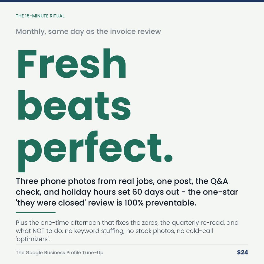 The Google Business Profile Tune-Up: The Storefront on the Busiest Street in Town, Undusted Since You Opened. — stat