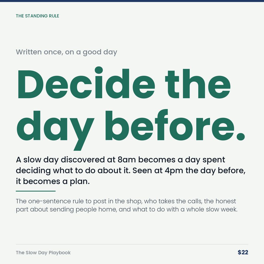 The Slow Day Playbook: The Phone Isn't Ringing. The Clock Is Still Running. — stat