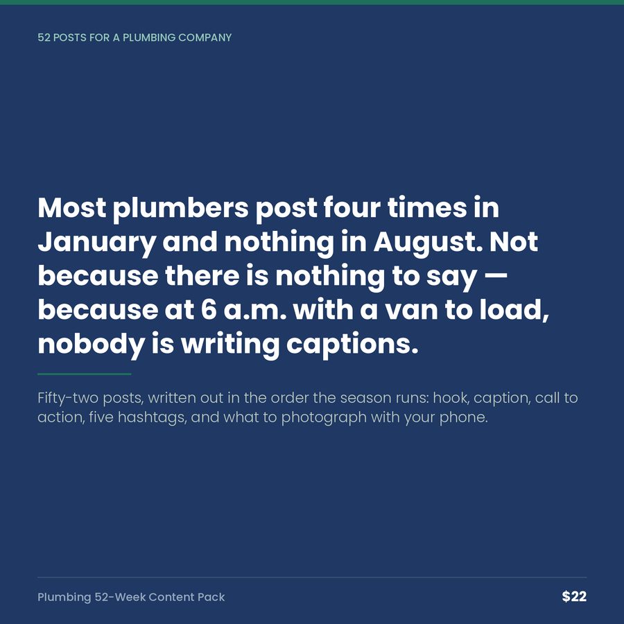 Plumbing 52-Week Content Pack: A Year of Posts for a Plumbing Company — quote
